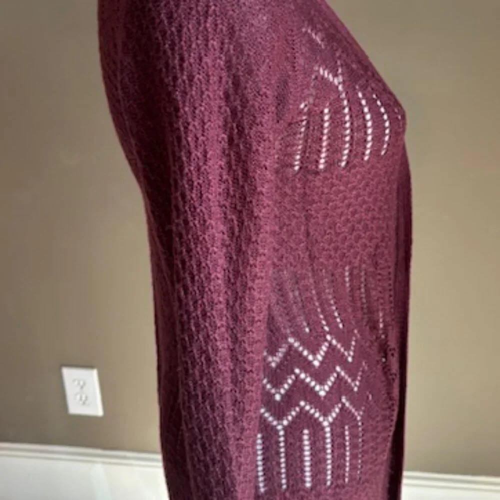Love Ellie Burgandy Benhill Pointelle Duster Cardigan Medium Petite - Picture 5 of 10